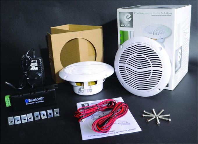 E-Audio Bluetooth Plafond Speaker Set - 2 witte speakers - 1 bluetooth module