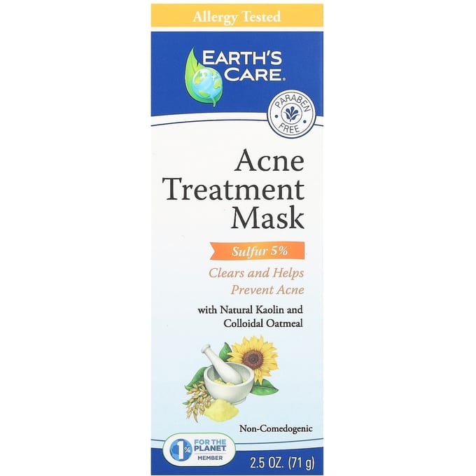 Earth's Care, Acne Treatment Beauty Mask, 2.5 oz (71 g) blue