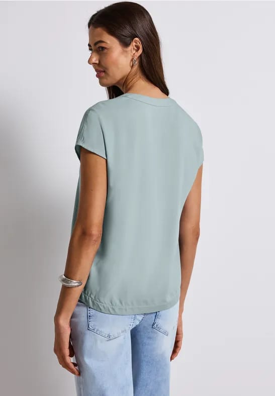 Blouse met gespleten hals in effen kleur