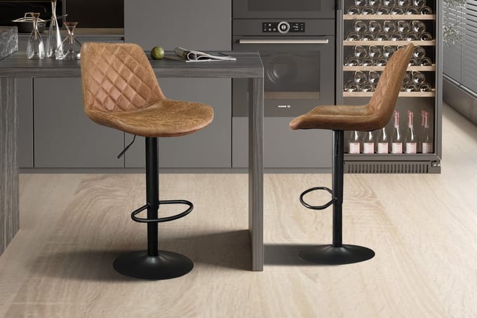 Barkruk 'Madrid' PU Cognac (2 stuks)