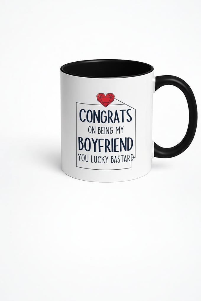 Grappige Mok Boyfriend Cadeau - Congrats Lucky Bastard Vriend Mok