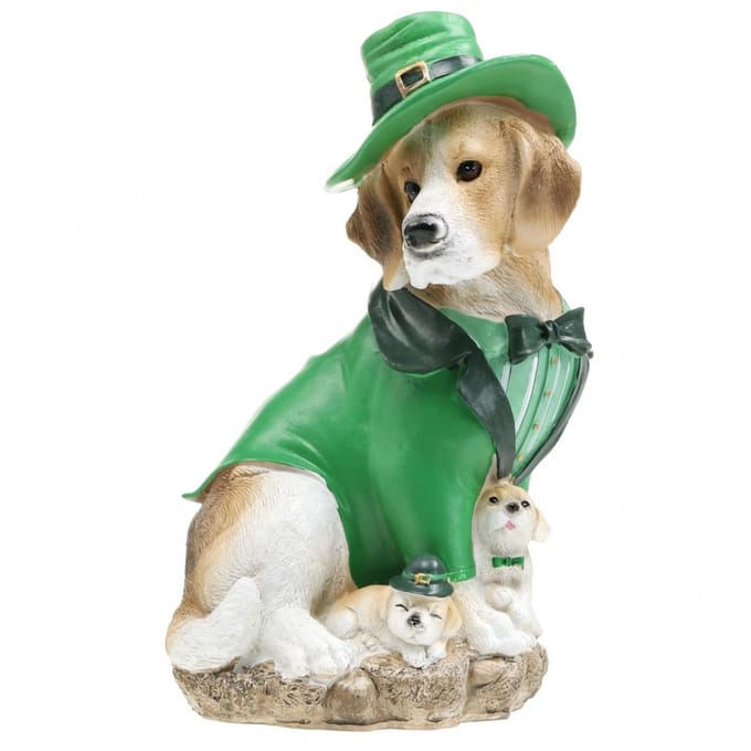 Beagle in Hat St. Patrick's Day Hond in pak Tuindecoratie Hound H24.5c