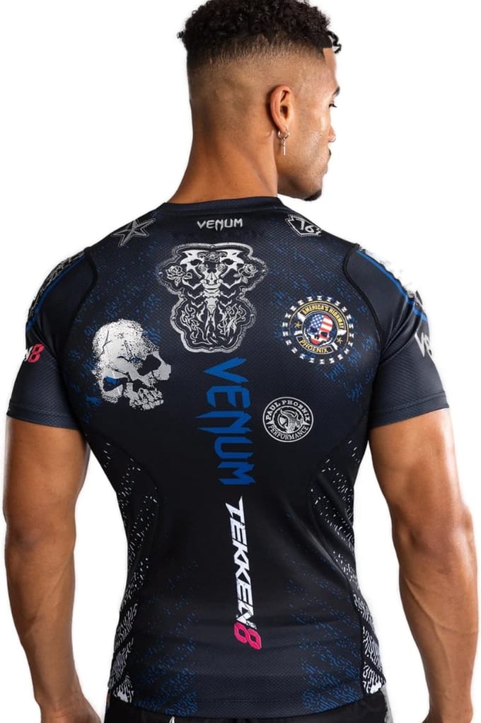 Venum x Tekken 8 Paul Phoenix Rashguard Zwart Blauw - S