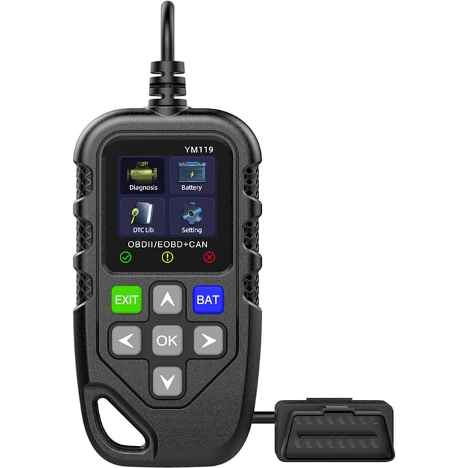 OBD II Scanner, Auto Motor Foutcode Lezer Batterijtester CAN Diagnostisch Scan Tool voor 12V 0 zwart