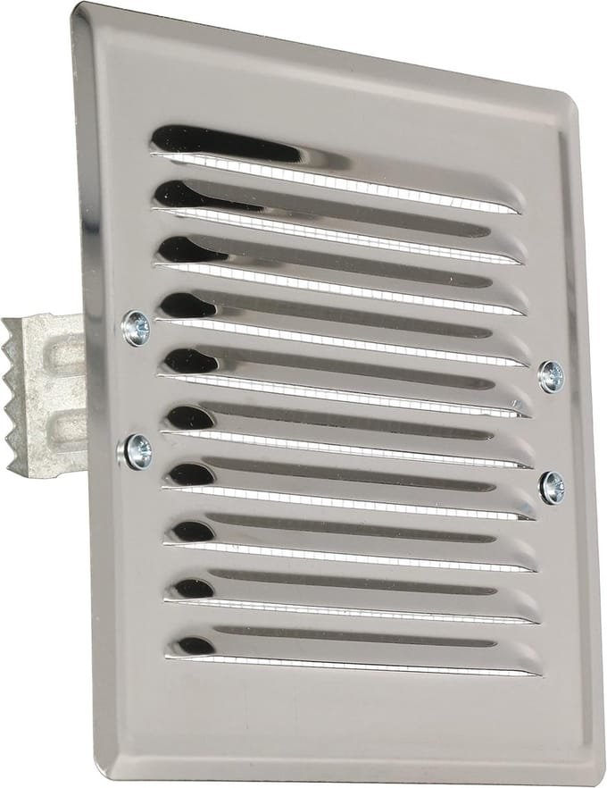 Ventilatierooster 165x165 mm Metaal met Insectenhor RVS