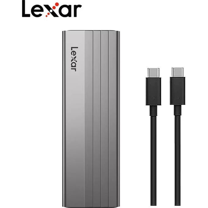 Lexar M.2 NVMe SSD Behuizing 10Gbps USB 3.2 Gen 2 Type-C Externe Harde Schijf Behuizing SSD Lezer, Mobiele Solid State Disk Box, Ondersteunt NVMe SSD tot 4TB M.2 NVMe【10Gbps，Type-C to Type-C】 gray