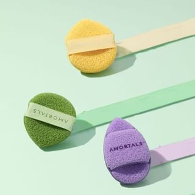 AMORTALS - Smiley Cleansing Puff - 2 Types 3pcs