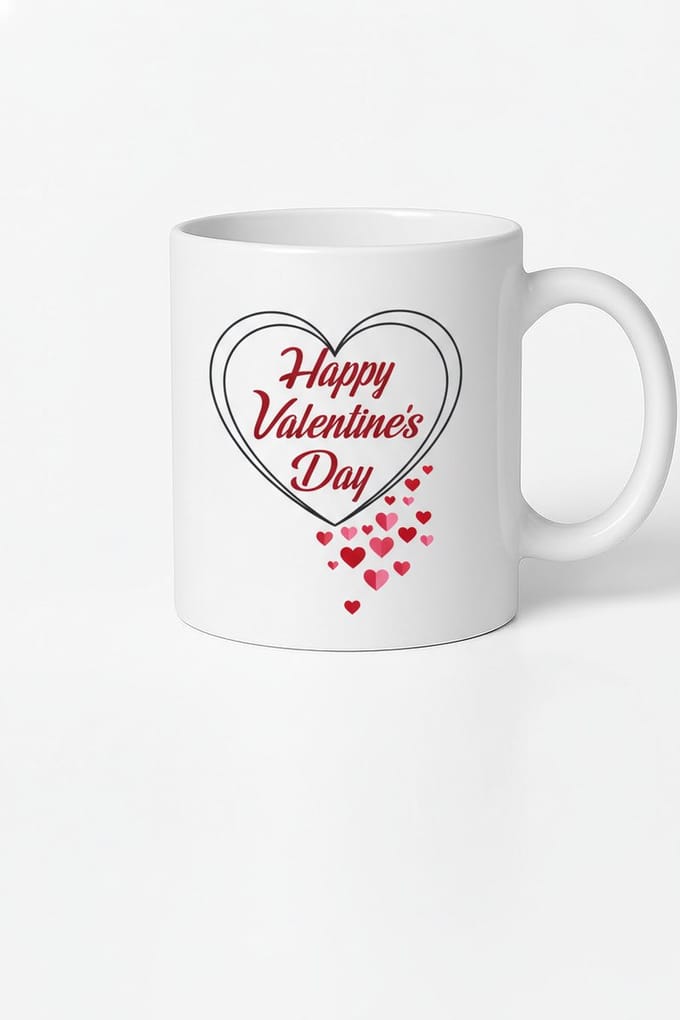 Happy Valentine's Day Mok met Hartjes - Romantisch Valentijn Cadeau