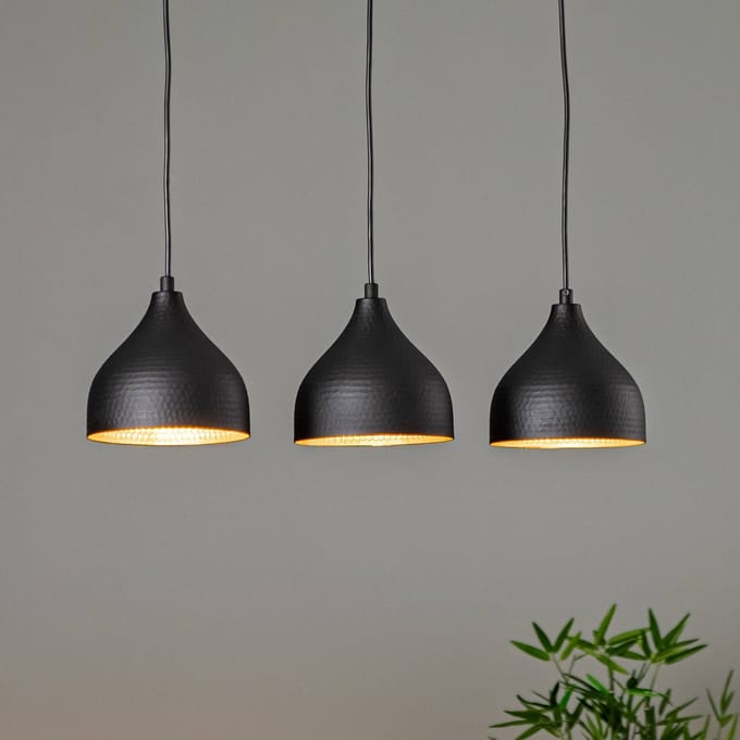 Opviq Tattoo 6211 3-lichts lineaire hanglamp zwart/goud