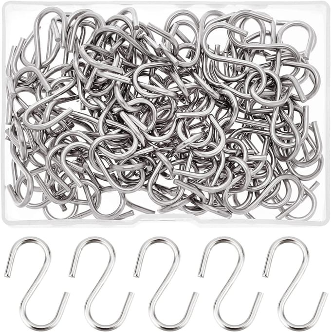 100 stuks Mini S Haakjes van 304 RVS voor DIY Creaties, Ideaal voor Handgemaakte Projecten, 27x12x2mm