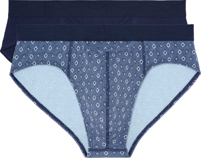 HOM - Jonas #2 Mini briefs H01 - 2p - Navy/Blue print - mannen - S