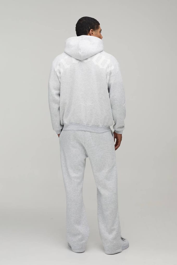 Oversized Worldwide Zip-Through Hooded Trainingspak | Grey Marl | Size Small