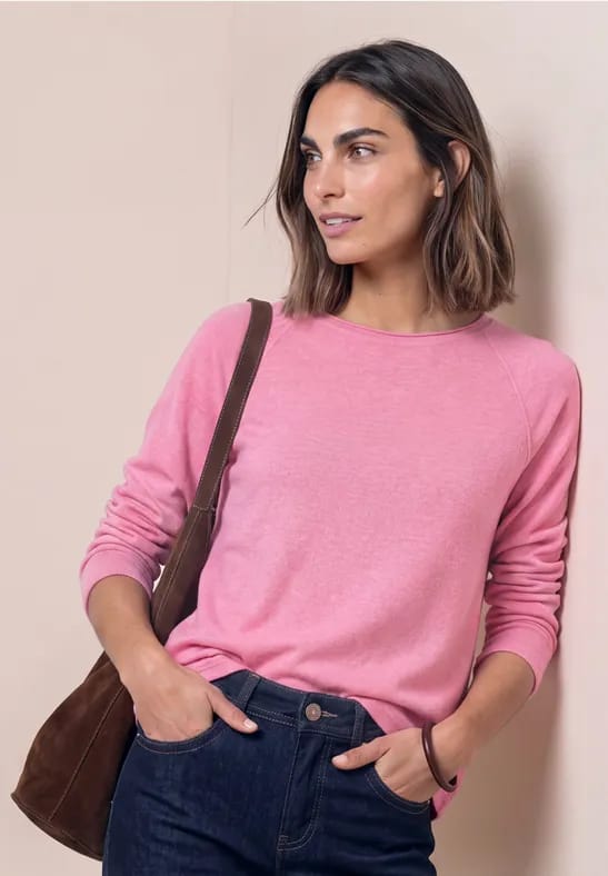 Longsleeve met ronde hals en rolrand