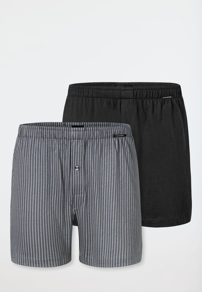 Boxershorts, set van 2, jersey, effen en met patroon - Boxershorts multipack 14