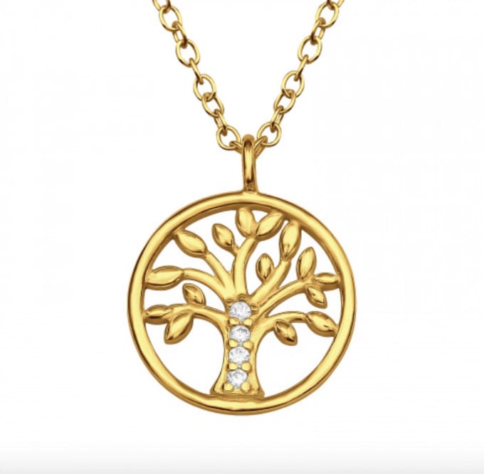 WeLoveSilver - gold plated ketting - levensboom hanger - 925 zilver