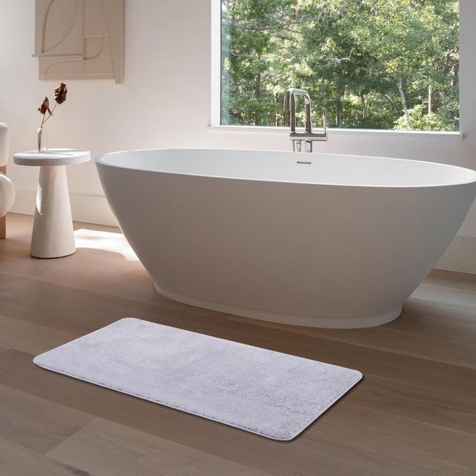 Badmat microvezel 50x80 cm grijs – super absorberend & sneldrogend – antislip TPR onderzijde – machinewasbaar