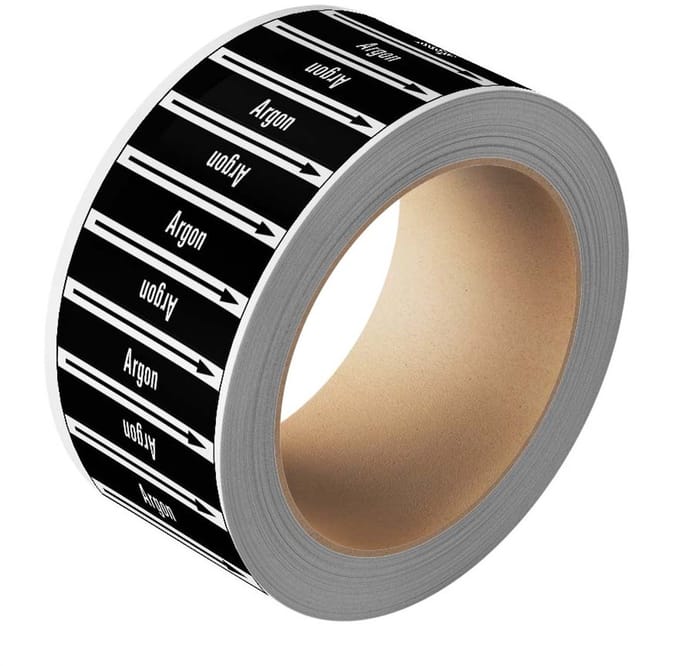 Argon leidingmarkering op rol, 25 meter 252 mm