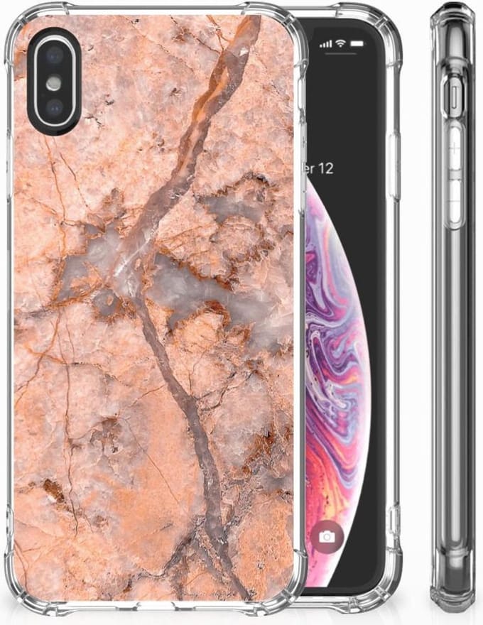 Apple iPhone X | Xs Anti-Shock Hoesje Marmer Oranje
