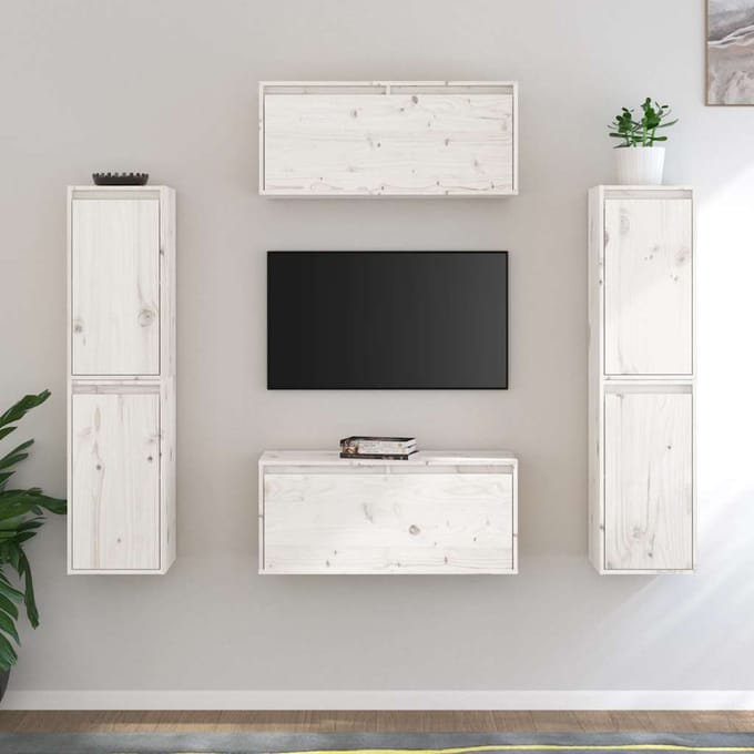 vidaXL - Tv-meubelen - 6 - st - massief - grenenhout - wit