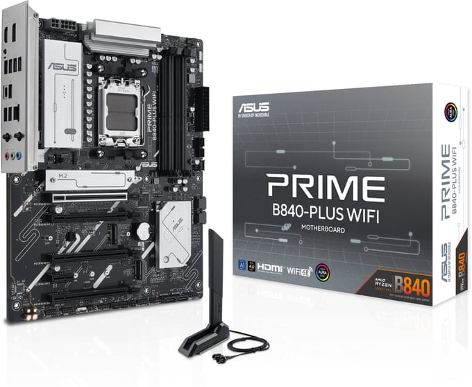 ASUS PRIME B840-PLUS WIFI Moederbord - AMD B840 - AMD AM5 - DDR5 RAM - ATX