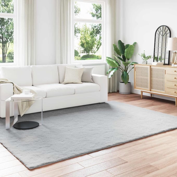 vidaXL - Antislip - vloerkleed - van - imitatie - konijnenbont - OLITE - Grijs