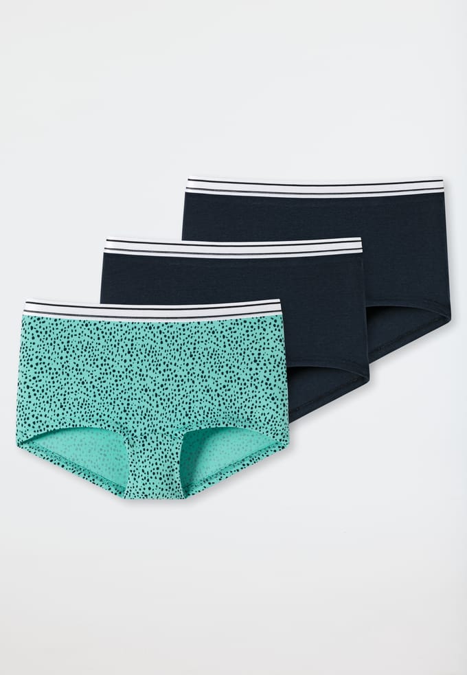 Shorts, set van 3 stippen mint/effen donkerblauw - 95/5 164