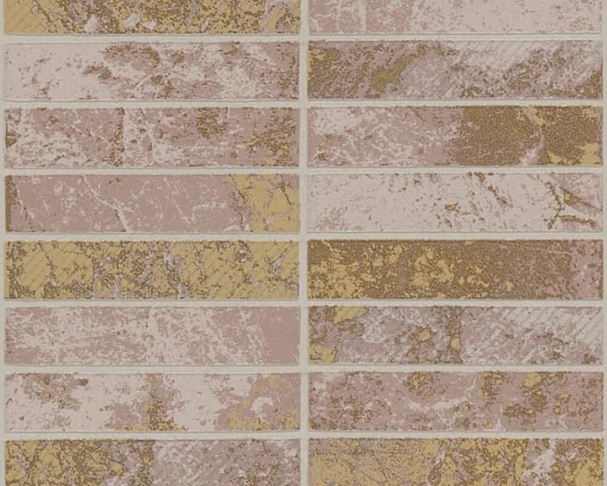 NATUURSTEEN TEGEL BEHANG - beige bruin met glitters- AS Creation Il Decoro