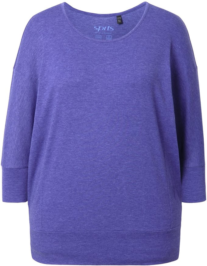 Ulla Popken - Dames - Functioneel shirt oversized boothals 3/4-mouwen - Bosbes - Maat 42+