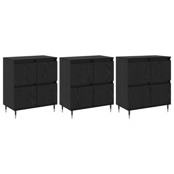 vidaXL - Opbergkast - 3 - st - Zwart - Eiken - 60 - x - 35 - x - 70 - cm