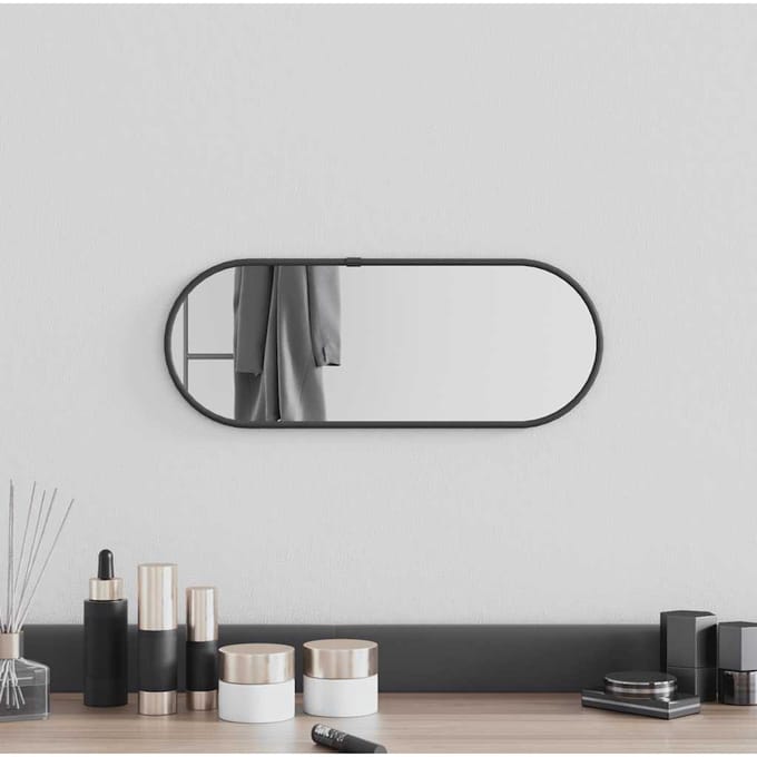 vidaXL - Wandspiegel - 40x15 - cm - ovaal - zwart