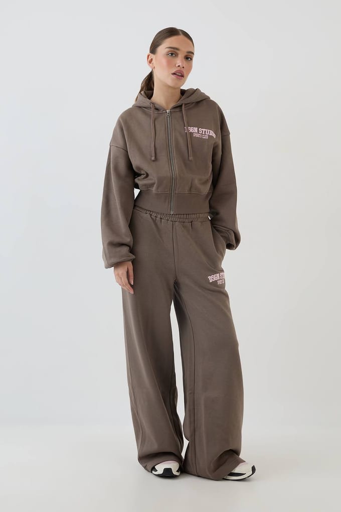 Dames Dsgn Studio Applique Rechte Pijp Joggingbroek | Taupe | Maat: Medium