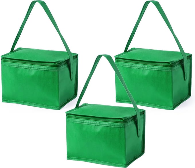 5x stuks kleine mini koeltasjes groen sixpack blikjes - Compacte koelboxen/koeltasse