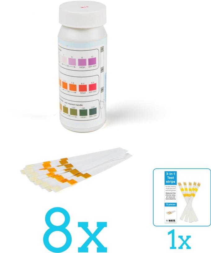 Comfortpool teststrips - pH waarde, chloor & alkaliniteit - 50 strips - Volumebundel - Teststrips - 8-delig