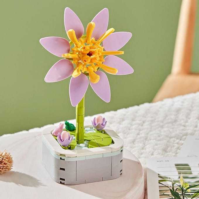 Eeuwig Boeket Tulp Bloem Lelie Bouwsteen 3D Model Huisdecoratie Plant Potplant Assemblage Blokken Valentijn Kindercadeaus NO BOX gray