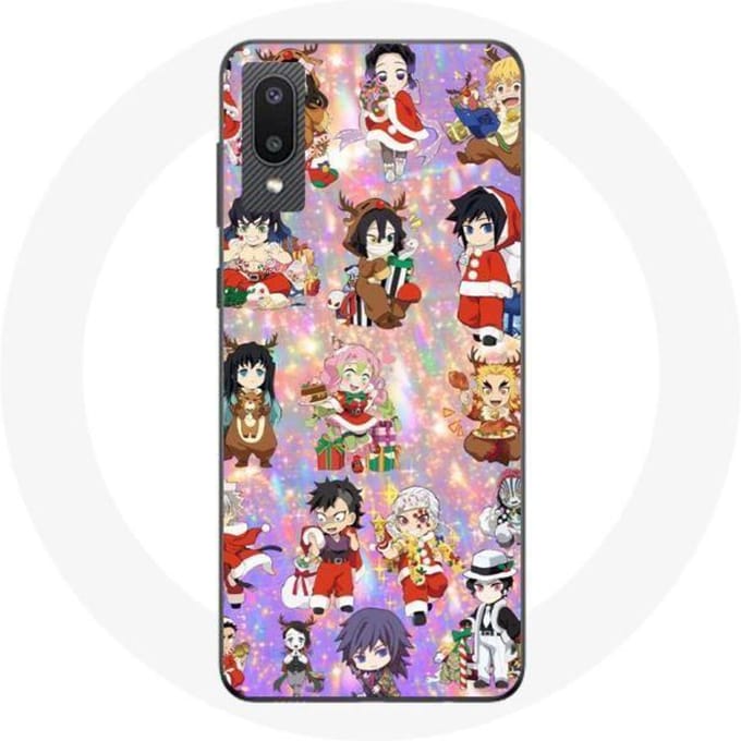 Coque pour Samsung Galaxy A02 Demon slayer merry christmas affiche le cadeau de noël