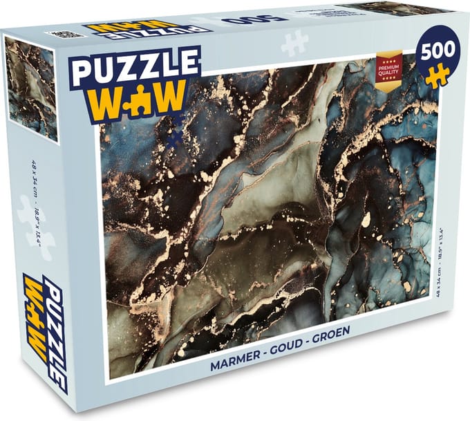 Puzzel Marmer - Goud - Groen - Legpuzzel - Puzzel 500 stukjes