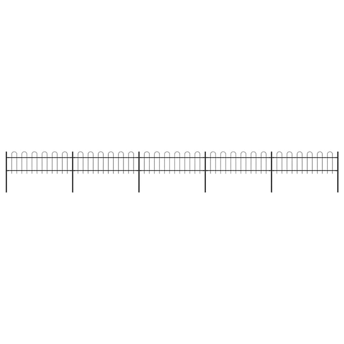 vidaXL - Tuinhek - met - ringtop - staal - 838x60 - cm - zwart