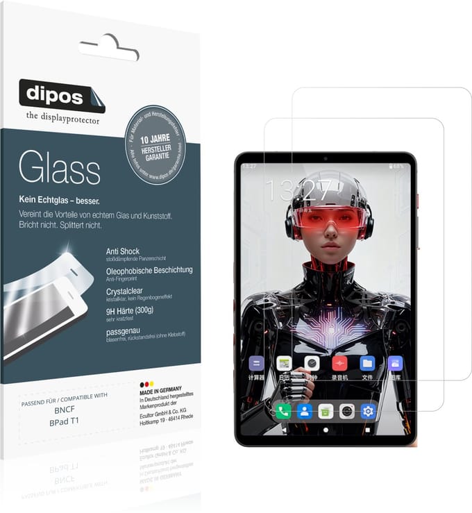 dipos – 2x Pantserfolie geschikt voor BNCF BPad T1 | 9H Screenprotector
