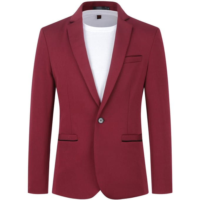 Heren colbert slim fit jas zakelijk dagelijks blazer rood