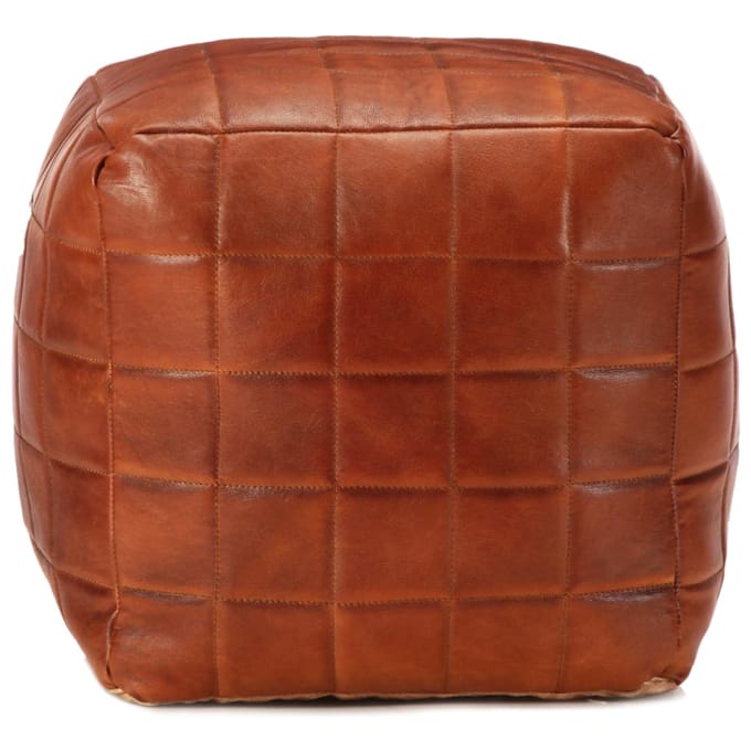 vidaXL - Poef - 40x40x40 - cm - echt - geitenleer - tan