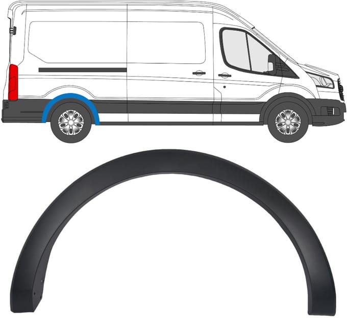 Zijlijst sierlijst achterspatbord voor Ford Transit 2014- / Rechts
