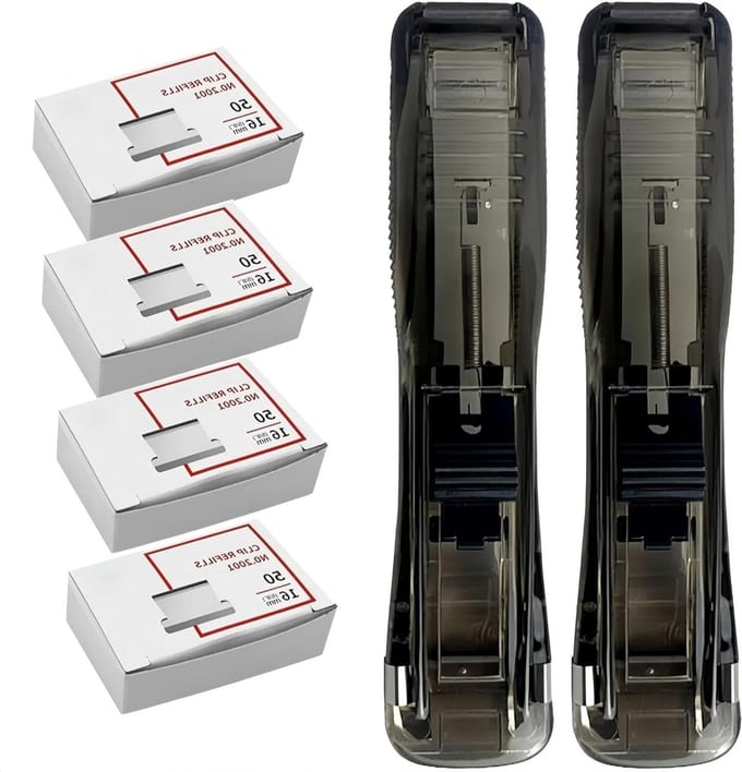 Herbruikbare nietmachine - Clip binder - Documenten binden - Geen nietjes nodig - 200 clips - Zwart