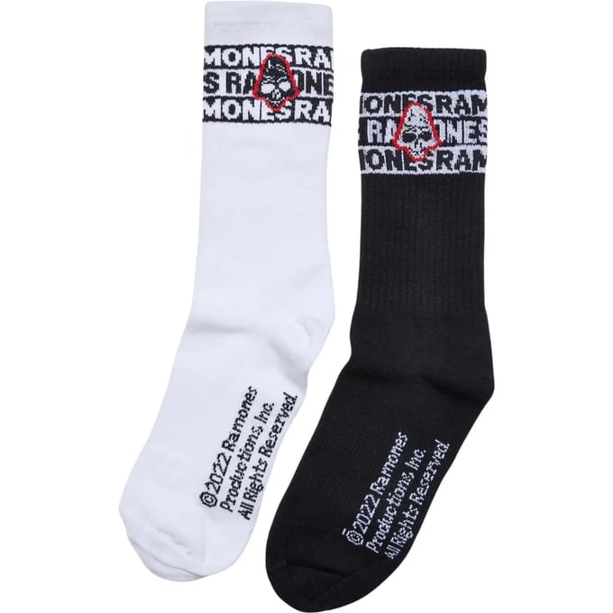 Merchcode Ramones - Skull 2Pack Sokken - 35/38 - Zwart/Wit