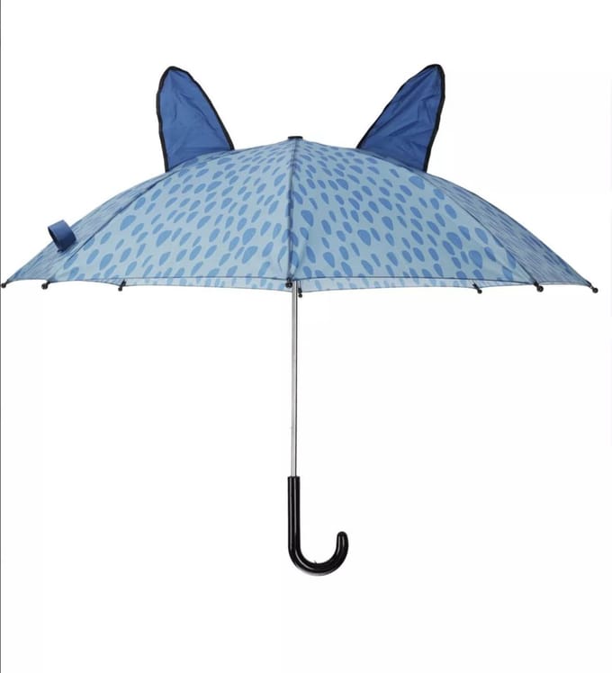 Kinderparaplu met oren – blauw met stippen – paraplu voor kinderen – kinder regenparaplu – vrolijke paraplu