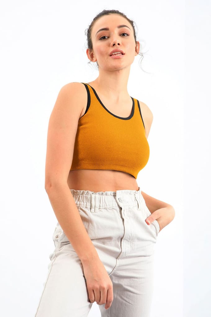 Geribbelde Mouwloze Crop Top
