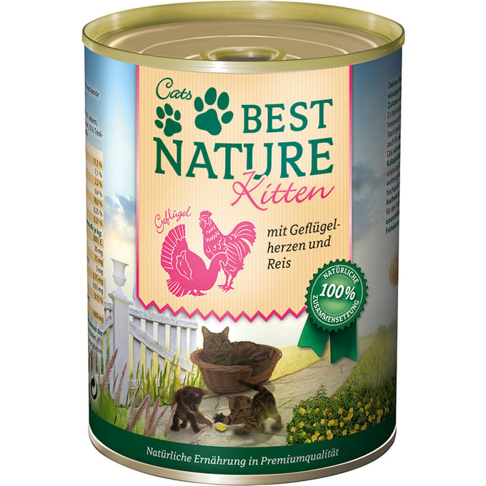12x 400g Best Nature Kitten Gevogelte & Rijst Nat Kattenvoer