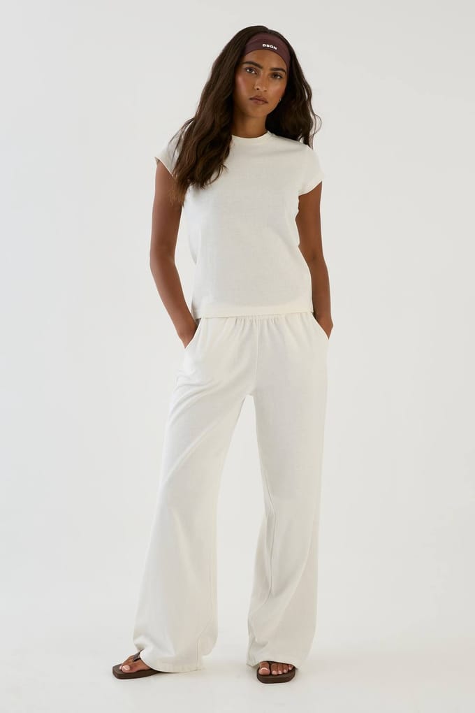 Dames Dsgn Studio Getextureerde Rechte Pijpenbroek | Cream | Maat: Medium