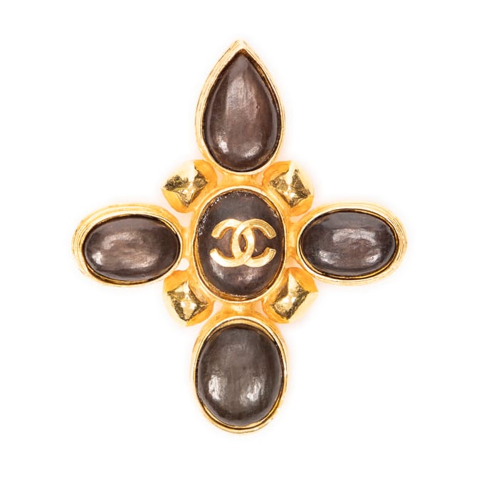 CC Stone Cross Brooch  Broche