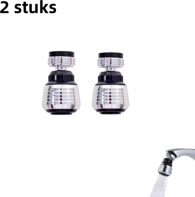2-delig - Kraanuitloop - Spatbescherming - Keuken Home Verlengde Douchestraal Verlengfilter - Zilver - Kort