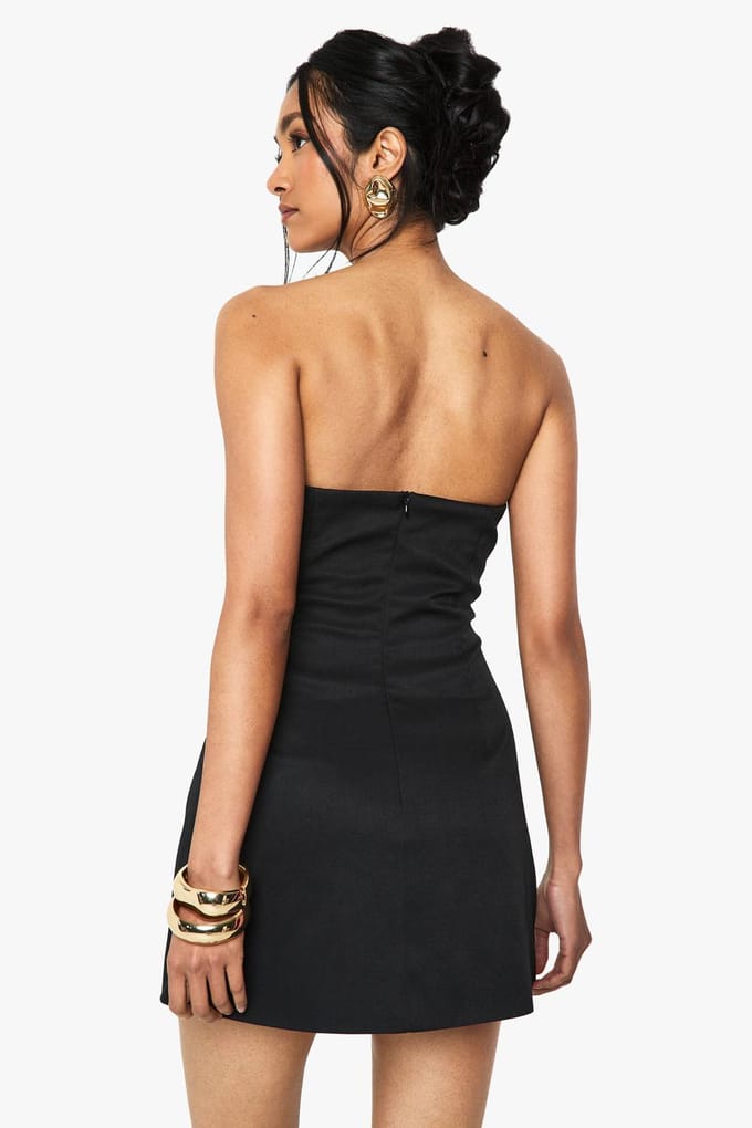 boohoo Dames Gebonde Gestructureerde Mini Jurk | Black | Maat: 10